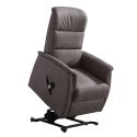 Fauteuil relax releveur tissu polyester imitation cuir gris-brun marbré - DONATELLO