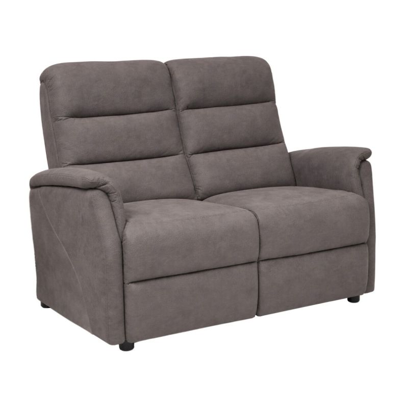 Canapé fixe tissu polyester imitation cuir gris-brun marbré - DONATELLO