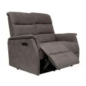 Canapé 2 places relax électrique tissu polyester imitation cuir gris-brun marbré - DONATELLO