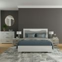Ensemble Lit 140x190cm + 2 chevets + commode blanc et imitation marbre - GENESIS