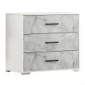 Chambre complète Lit 140x190cm avec chevets + commode + armoire blanc et imitation marbre - GENESIS