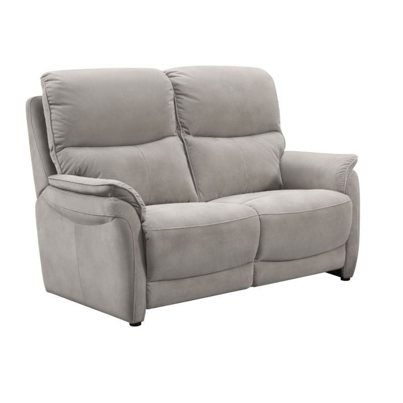 Canapé 2 places fixe tissu polyester imitation peau gris clair - SULTAN