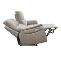 Canapé 2,5 places relax électrique tissu polyester imitation peau gris clair - SULTAN