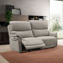 Canapé 2,5 places relax électrique tissu polyester imitation peau gris clair - SULTAN