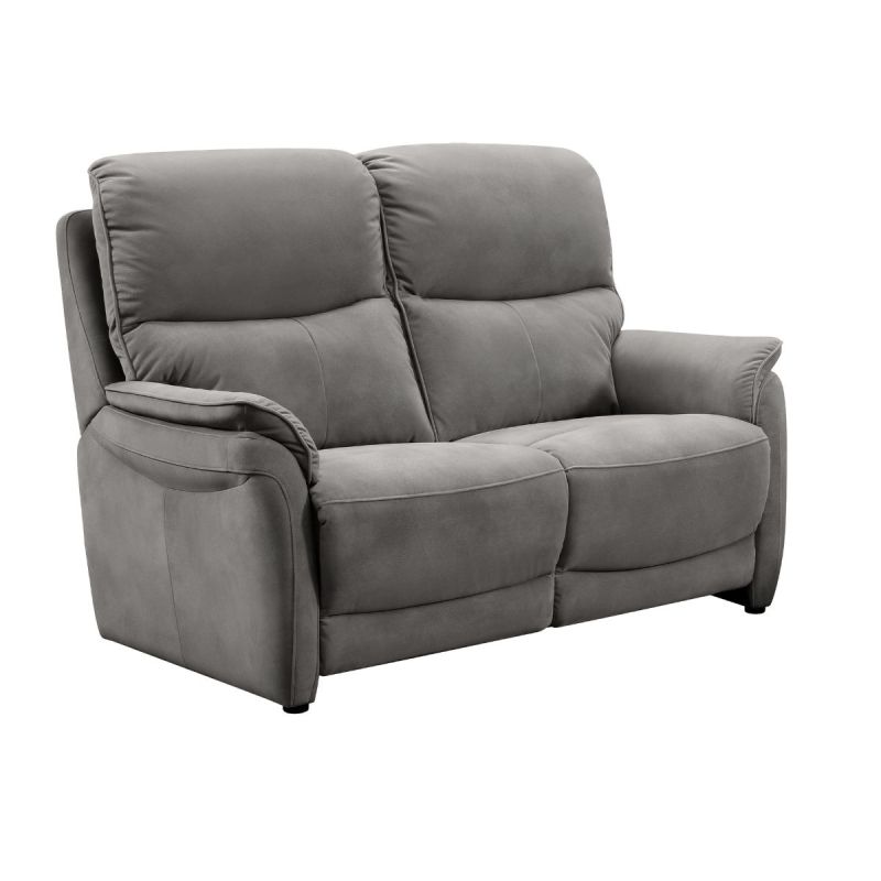 Canapé 2 places fixe tissu polyester imitation peau gris foncé - SULTAN