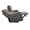 Canapé 2,5 places relax électrique tissu polyester imitation peau gris foncé - SULTAN