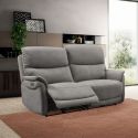 Canapé 2,5 places relax électrique tissu polyester imitation peau gris foncé - SULTAN
