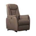Fauteuil relax releveur tissu polyester imitation cuir brun - PANAME