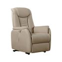 Fauteuil relax releveur tissu polyester imitation cuir taupe - PANAME