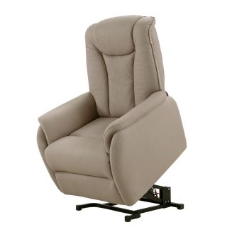 Fauteuil relax releveur tissu polyester imitation cuir taupe - PANAME