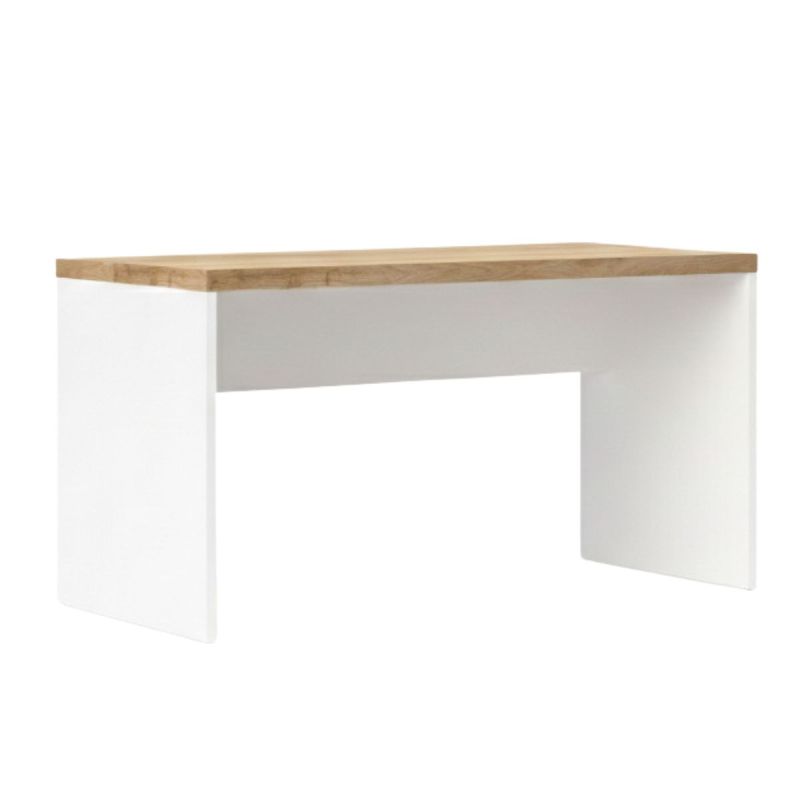 Bureau 138cm blanc laqué brillant avec plateau en chêne 38mm - GENIUS