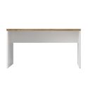 Bureau 138cm blanc laqué brillant avec plateau en chêne 38mm - GENIUS