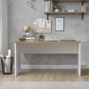 Bureau 138cm blanc laqué brillant avec plateau en chêne 38mm - GENIUS