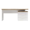 Bureau 160cm avec rangements blanc laqué brillant avec plateau en chêne 38mm - GENIUS