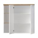 Rangement 2 portes avec niches blanc laqué brillant avec plateau en chêne 38mm - GENIUS