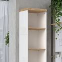 Etagère colonne blanc laqué brillant avec plateaux en chêne 38mm - GENIUS