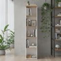 Etagère colonne blanc laqué brillant avec plateaux en chêne 38mm - GENIUS