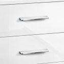 Chevet 2 tiroirs blanc laqué pieds et poignées chromées - MIRAE