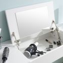 Coiffeuse laquée blanche 2 Tiroirs et miroir relevable avec banquette - LINDSEY
