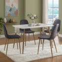Ensemble repas table blanche + 4 chaises assises gris foncé - LEONID
