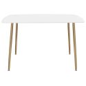 Ensemble repas table blanche + 4 chaises assises gris clair - LEONID