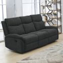 Canapé relax manuel 3 places tissu polyester microfibre gris foncé - ESKIL