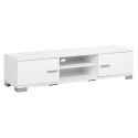 Meuble TV 2 portes 140cm 2 niches laqué blanc - PALLADIO