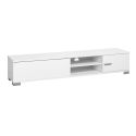 Meuble TV 1 porte 1 tiroir 180cm 2 niches laqué blanc - PALLADIO