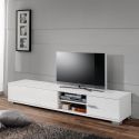 Meuble TV 1 porte 1 tiroir 180cm 2 niches laqué blanc - PALLADIO