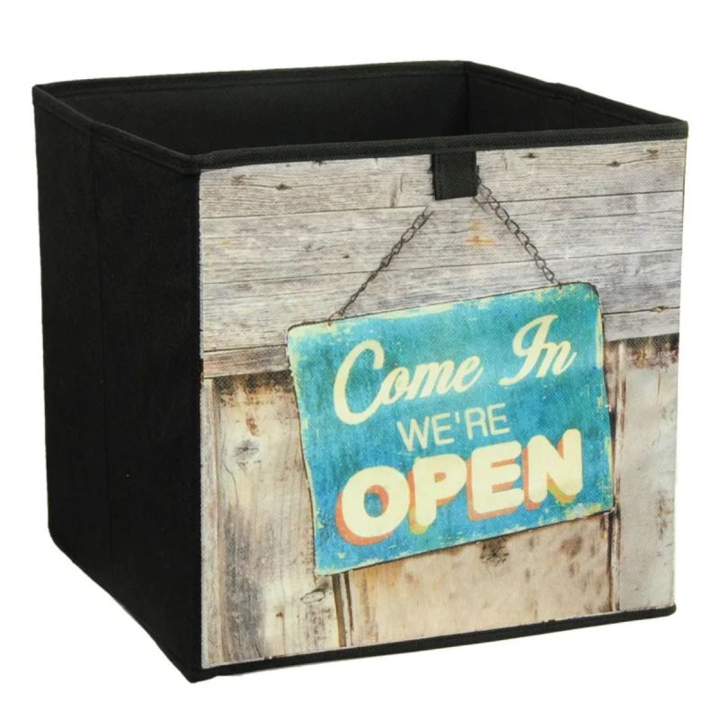 Boite de rangement 27x27cm en tissu imprimé "Open" - OLEG