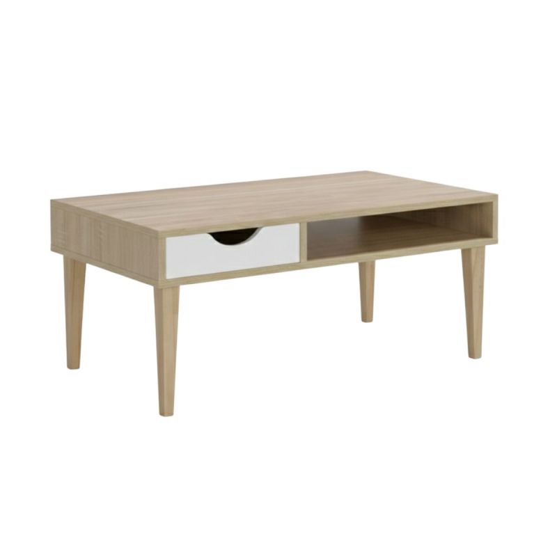 Table Basse 120x60 1 Tiroir 1 Niche effet bois - ALENIA