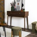 Console 2 tiroirs en bois et MDF pieds en pin teinté chêne foncé - COLETTE