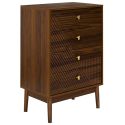 Commode 4 tiroirs en bois et MDF pieds en pin teinté chêne foncé - COLETTE
