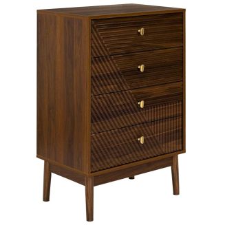 Commode 4 tiroirs en bois et MDF pieds en pin teinté chêne foncé - COLETTE