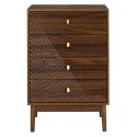 Commode 4 tiroirs en bois et MDF pieds en pin teinté chêne foncé - COLETTE