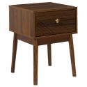 Chevet 1 tiroir en bois et MDF pieds en pin teinté chêne foncé - COLETTE