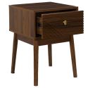 Chevet 1 tiroir en bois et MDF pieds en pin teinté chêne foncé - COLETTE