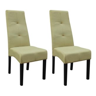 Lot de 2 Chaises tissu vert clair capitonnées - OKSANA