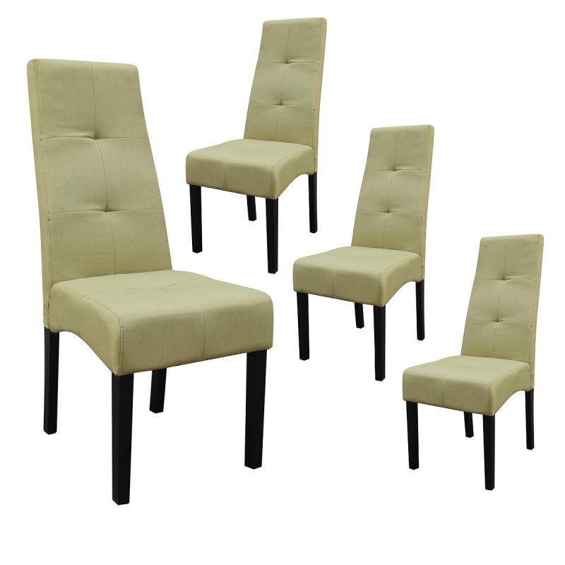 Lot de 4 Chaises tissu vert clair capitonnées - OKSANA