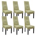 Lot de 6 Chaises tissu vert clair capitonnées - OKSANA