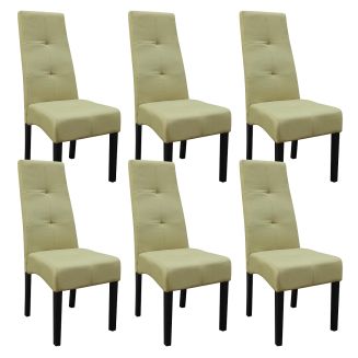 Lot de 6 Chaises tissu vert clair capitonnées - OKSANA