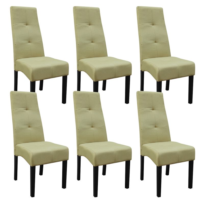 Lot de 6 Chaises tissu vert clair capitonnées - OKSANA