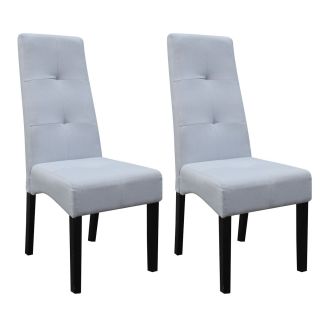 Lot de 2 Chaises tissu gris clair capitonnées - OKSANA