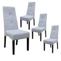 Lot de 4 Chaises tissu gris clair capitonnées - OKSANA