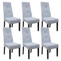 Lot de 6 Chaises tissu gris clair capitonnées - OKSANA