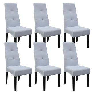Lot de 6 Chaises tissu gris clair capitonnées - OKSANA