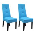 Lot de 2 Chaises tissu bleu turquoise capitonnées - OKSANA