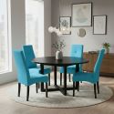 Lot de 2 Chaises tissu bleu turquoise capitonnées - OKSANA