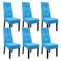 Lot de 6 Chaises tissu bleu turquoise capitonnées - OKSANA