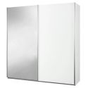 Armoire 2 portes coulissantes blanc laqué avec 1 porte miroir - MARIANE